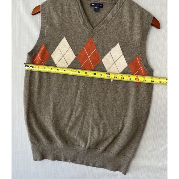 Dark Academia Argyle Sweater Vest Cotton Preppy Gap S - Picture 5 of 8